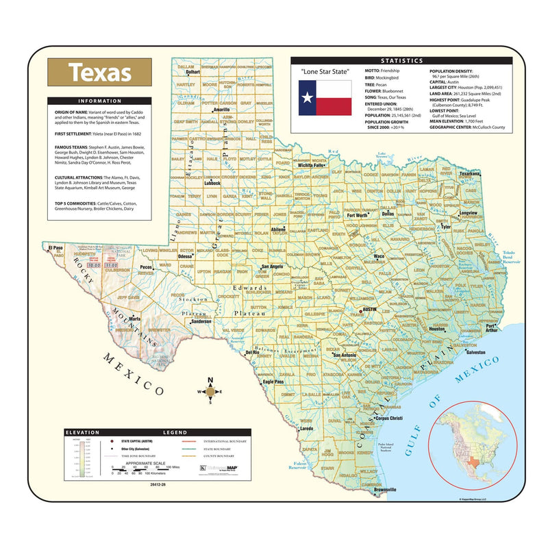 Texas State Wall Maps | Office & Classroom | Ultimate Globes