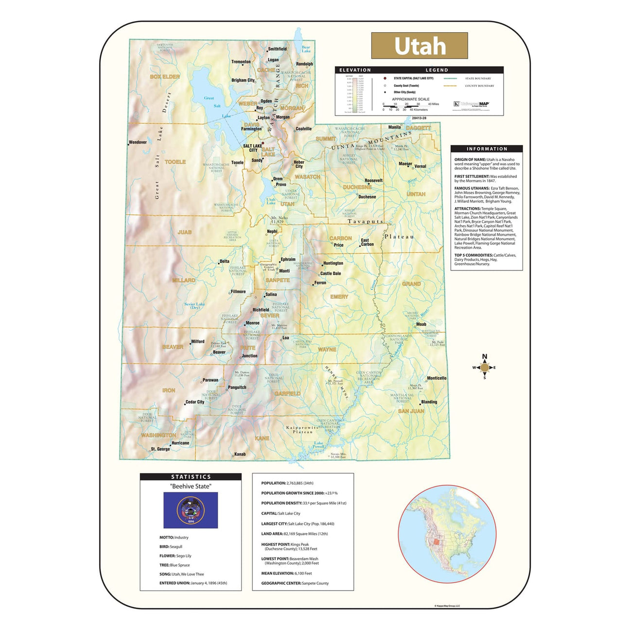 Utah Wall Maps - Ultimate Globes