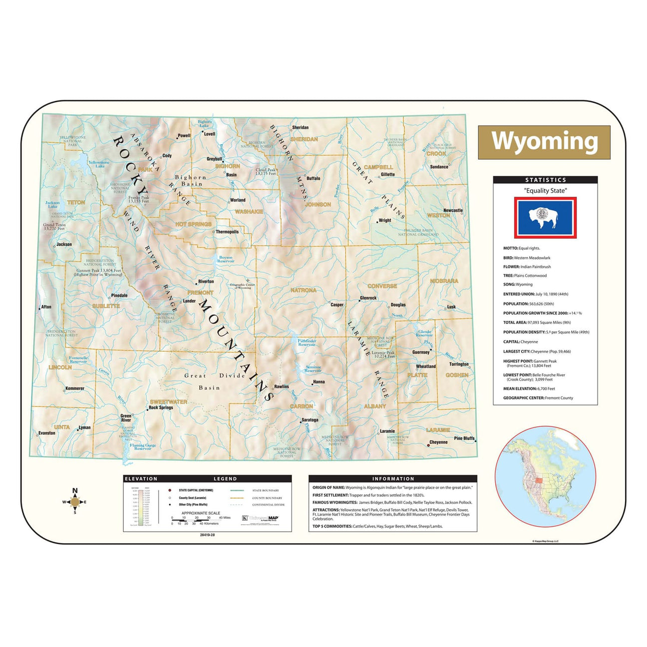 Wyoming Wall Maps - Ultimate Globes