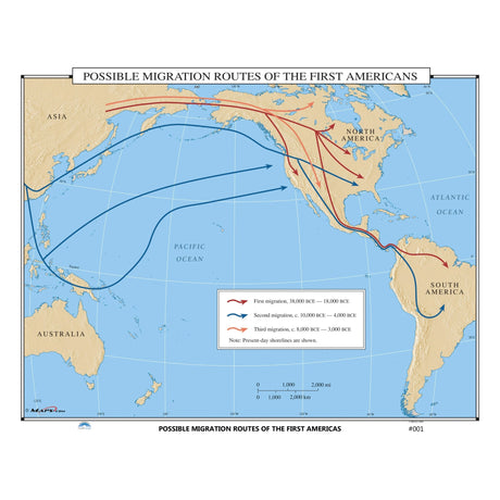 #001 Possible Migration Routes of the First Americans - KA-HIST-001-LAMINATED - Ultimate Globes