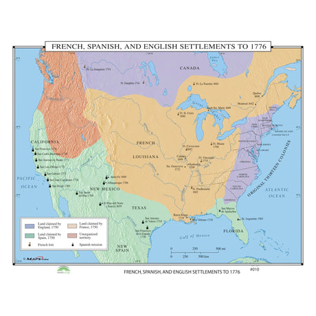 #010 French, Spanish & English Settlements to 1776 - Ultimate Globes - POD - KA - HIST - 010 - PAPER - Ultimate Globes