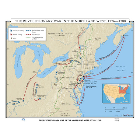 #013 The Revolutionary War in the North & West, 1776 - 1780 - Ultimate Globes - POD - KA - HIST - 013 - LAMINATED - Ultimate Globes