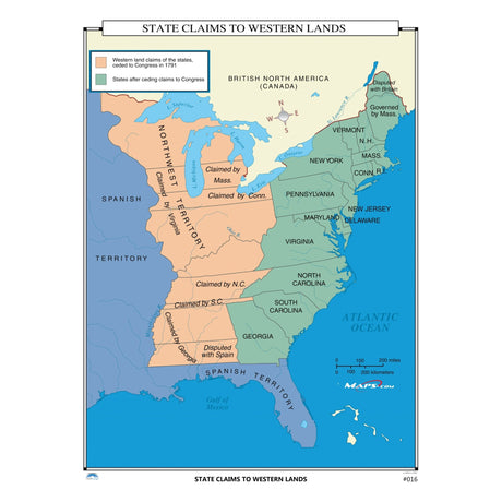 #016 State Claims to Western Lands - KA-HIST-016-LAMINATED - Ultimate Globes