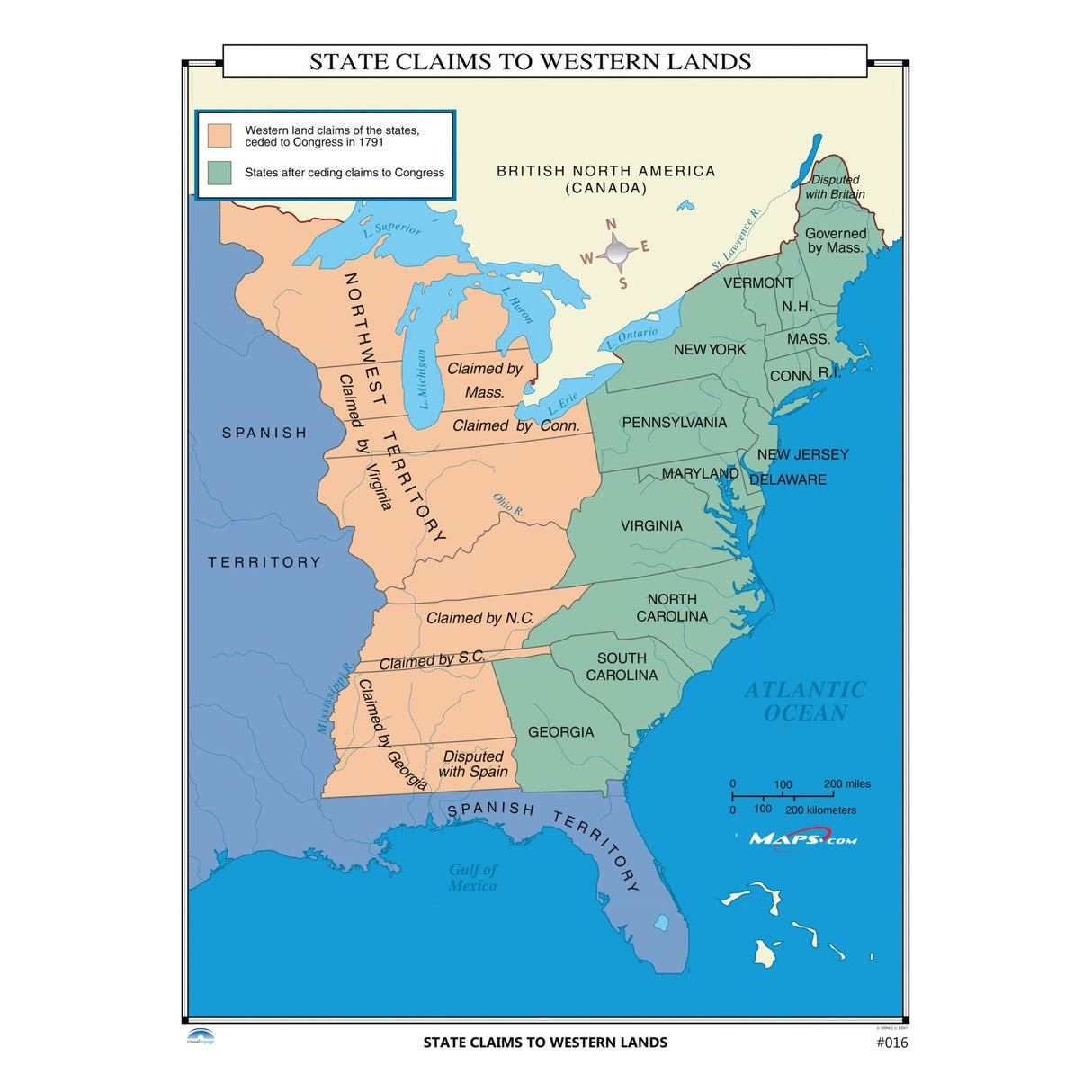 #016 State Claims to Western Lands - KA-HIST-016-LAMINATED - Ultimate Globes
