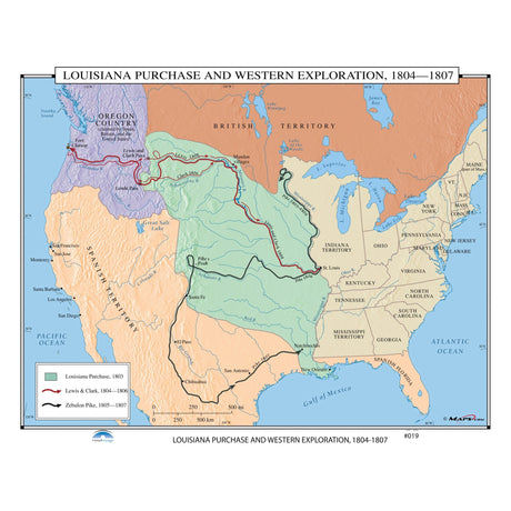 #019 Louisiana Purchase & Western Exploration, 1804 - 1807 - Ultimate Globes - POD - KA - HIST - 019 - LAMINATED - Ultimate Globes