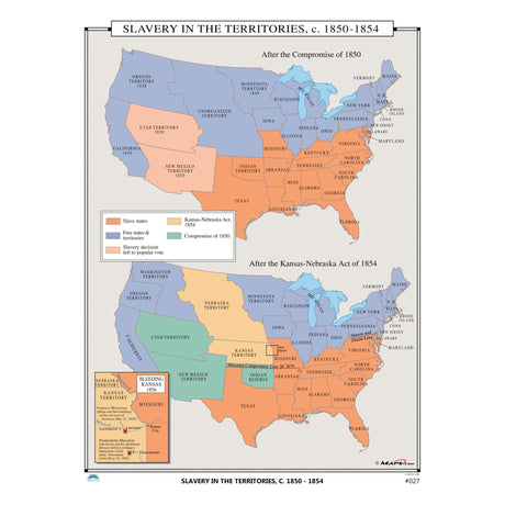 #027 Slavery in the Territories, 1850 - 1854 - Ultimate Globes - POD - KA - HIST - 027 - LAMINATED - Ultimate Globes