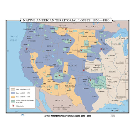 #028 Native American Territorial Losses, 1850 - 1890 - Ultimate Globes - POD - KA - HIST - 028 - LAMINATED - Ultimate Globes