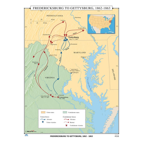 #038 Fredericksburg to Gettysburg, 1862 - 1863 - Ultimate Globes - POD - KA - HIST - 038 - PAPER - Ultimate Globes