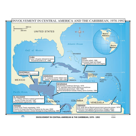 #044 Involvement in Central America & the Caribbean, 1978 - 1992 - Ultimate Globes - POD - KA - HIST - 044 - LAMINATED - Ultimate Globes