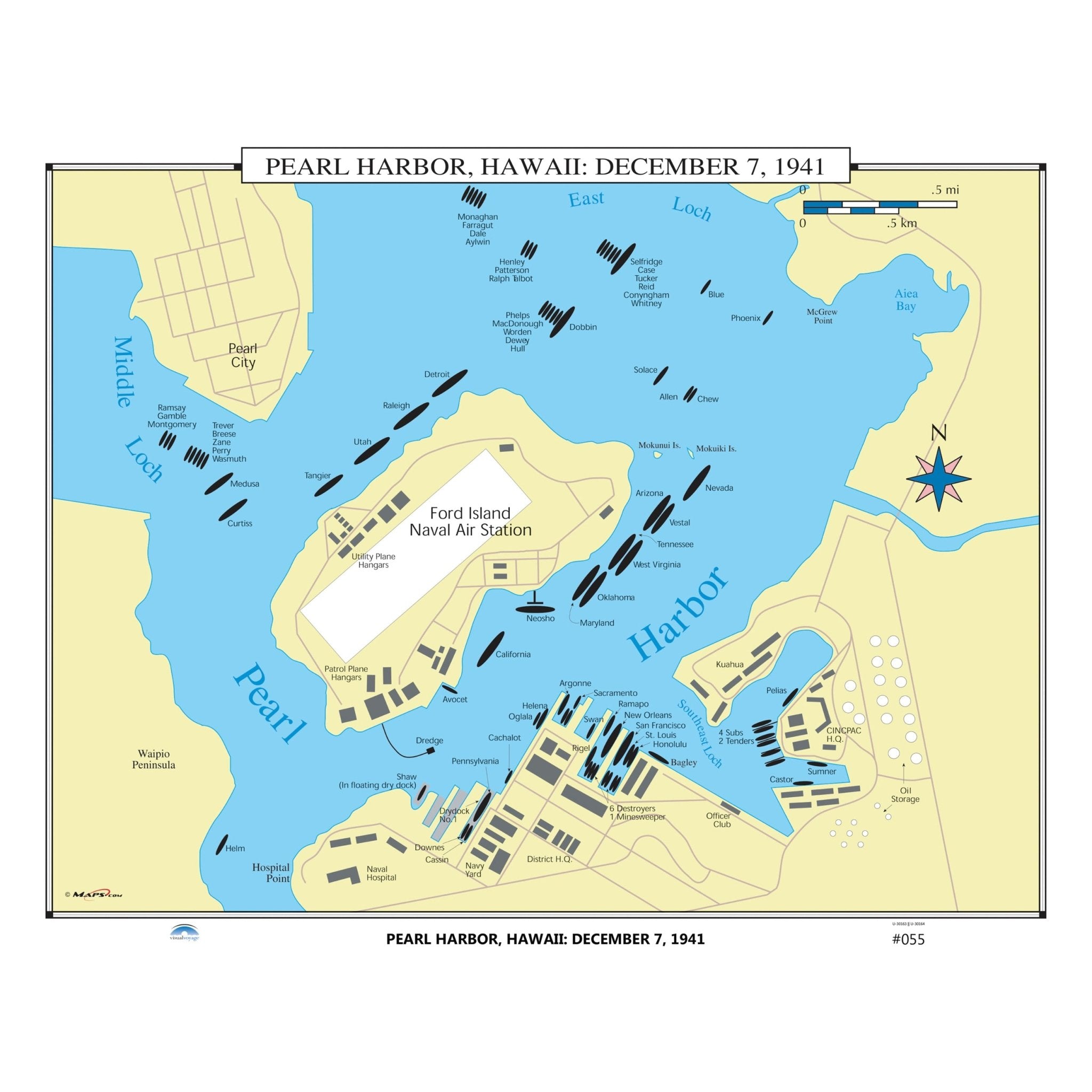 Pearl Harbor Dec 7 1941 Map » Shop U.S. & World History Maps