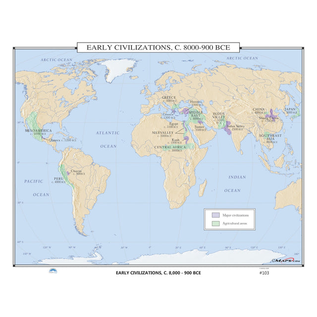 #103 Early Civilizations, 8000-900 BCE - KA-HIST-103-LAMINATED - Ultimate Globes