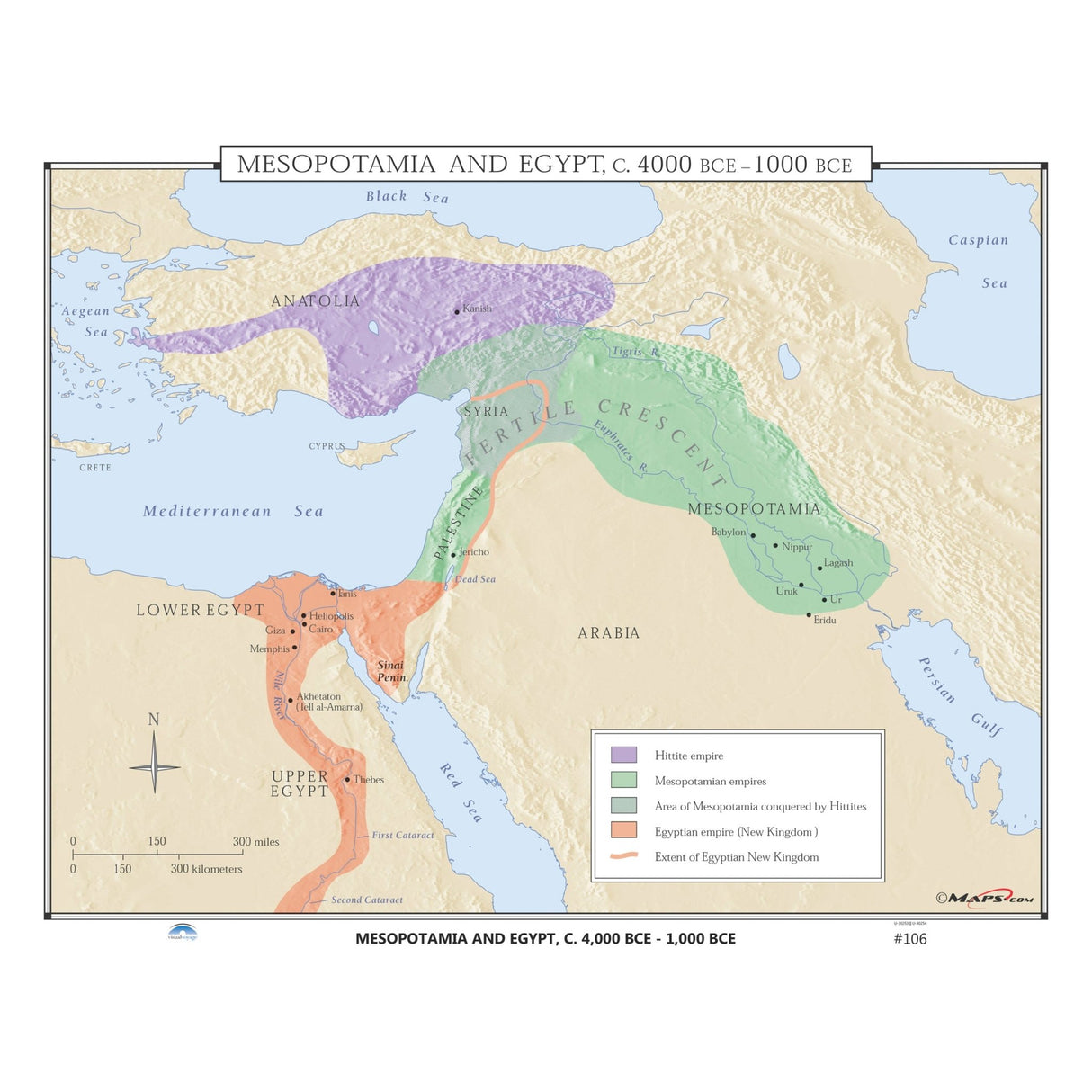 #106 Mesopotamia & Egypt, 4000 - 1000 BCE - Ultimate Globes - POD - KA - HIST - 106 - LAMINATED - Ultimate Globes