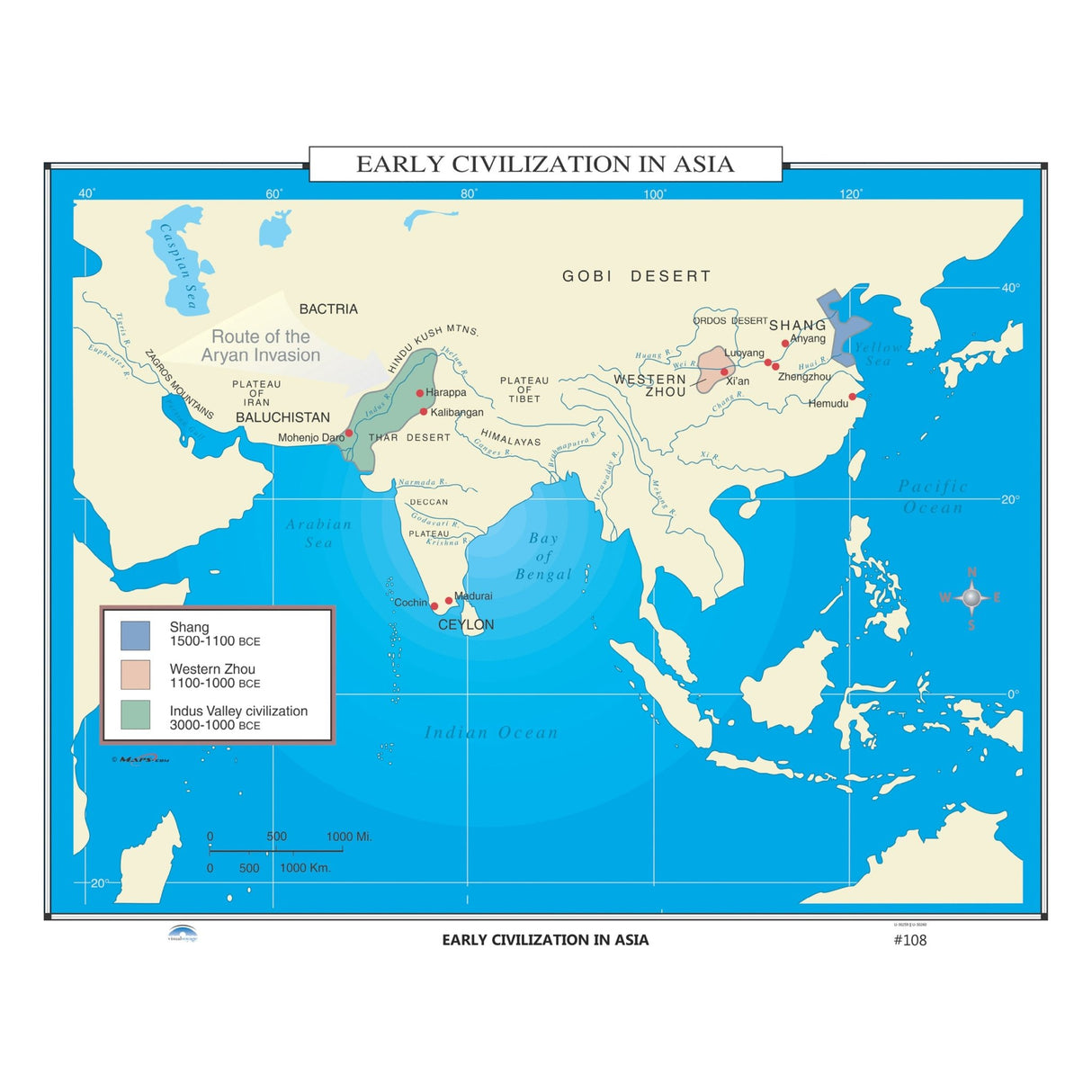 #108 Early Civilization in Asia - Ultimate Globes - POD - KA - HIST - 108 - LAMINATED - Ultimate Globes