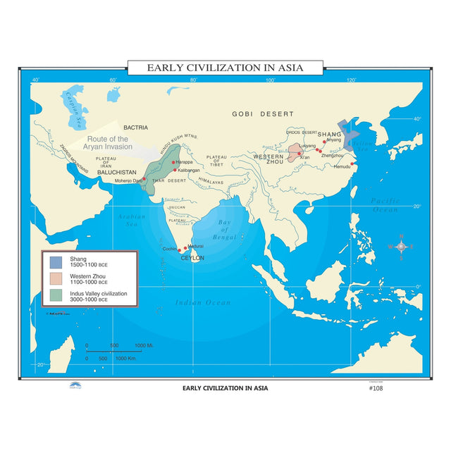 #108 Early Civilization in Asia - KA-HIST-108-LAMINATED - Ultimate Globes