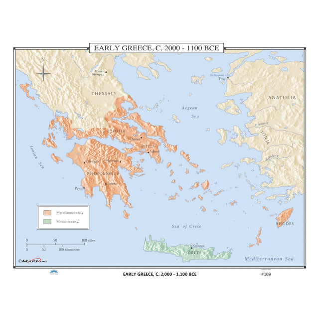 #109 Early Greece, 2000-1100 BCE - KA-HIST-109-LAMINATED - Ultimate Globes
