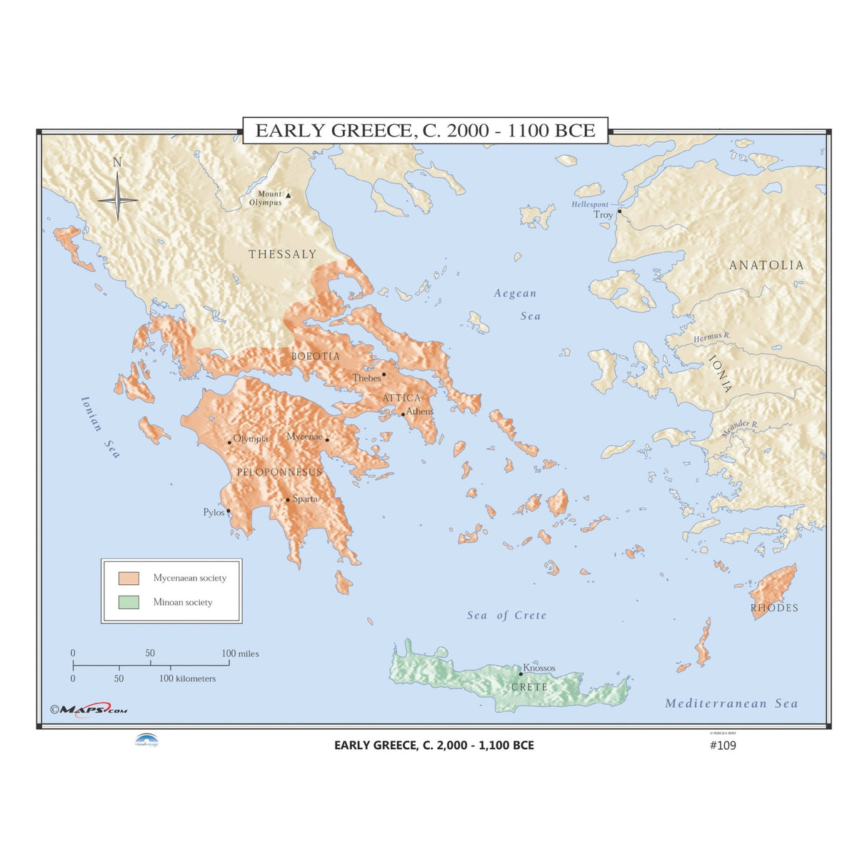 #109 Early Greece, 2000-1100 BCE - KA-HIST-109-LAMINATED - Ultimate Globes