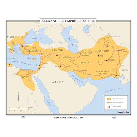 #114 Alexander's Empire, 323 BCE - KA-HIST-114-LAMINATED - Ultimate Globes