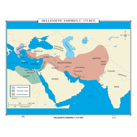 #115 Hellenistic Empires, 275 BC - KA-HIST-115-LAMINATED - Ultimate Globes