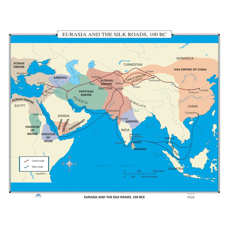 #116 Eurasia & the Silk Roads, 100 BC - KA-HIST-116-LAMINATED - Ultimate Globes