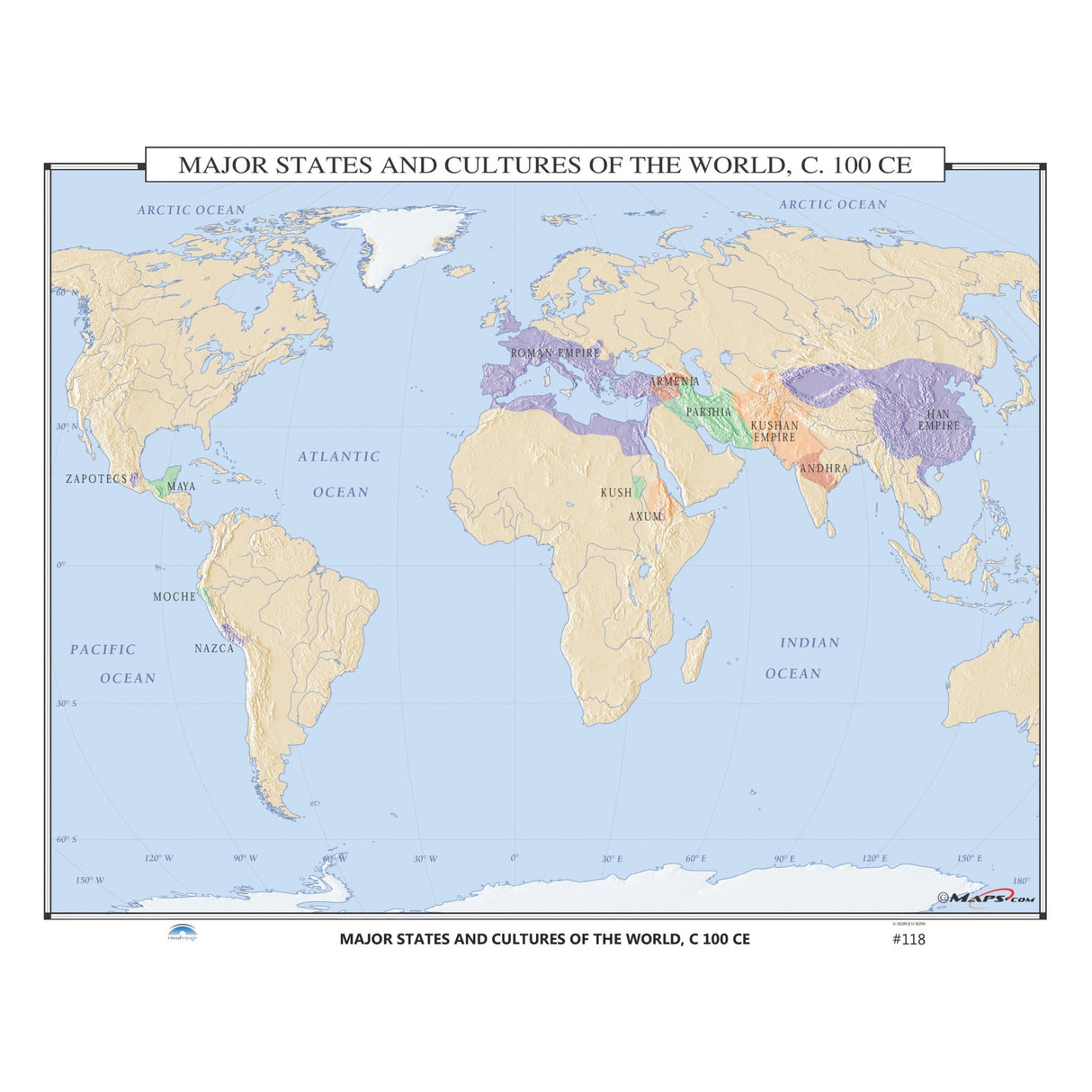 #118 Major States & Cultures of the World, 100 CE - KA-HIST-118-LAMINATED - Ultimate Globes