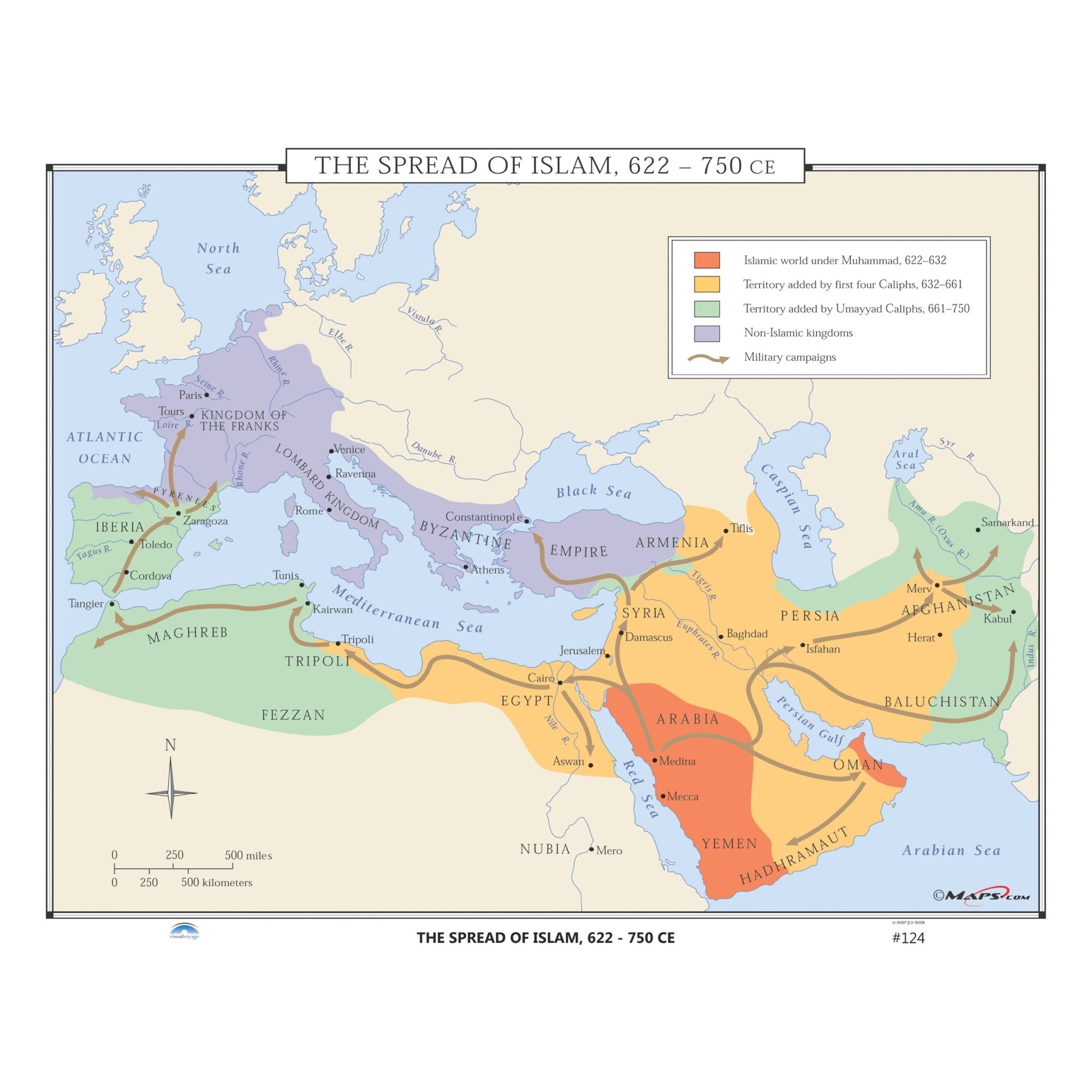 The Spread Of Islam 622 750ce Map Shop U S World History Maps 124 The Spread Of Islam 622 750 Ce 368544 