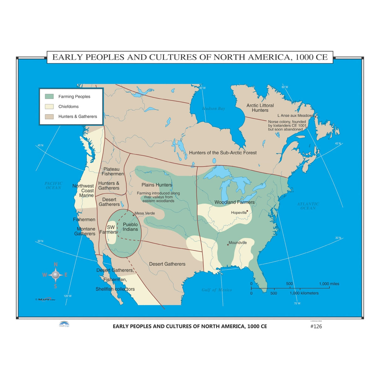 #126 Early Peoples & Cultures of North America, 1000 CE - Ultimate Globes - POD - KA - HIST - 126 - LAMINATED - Ultimate Globes