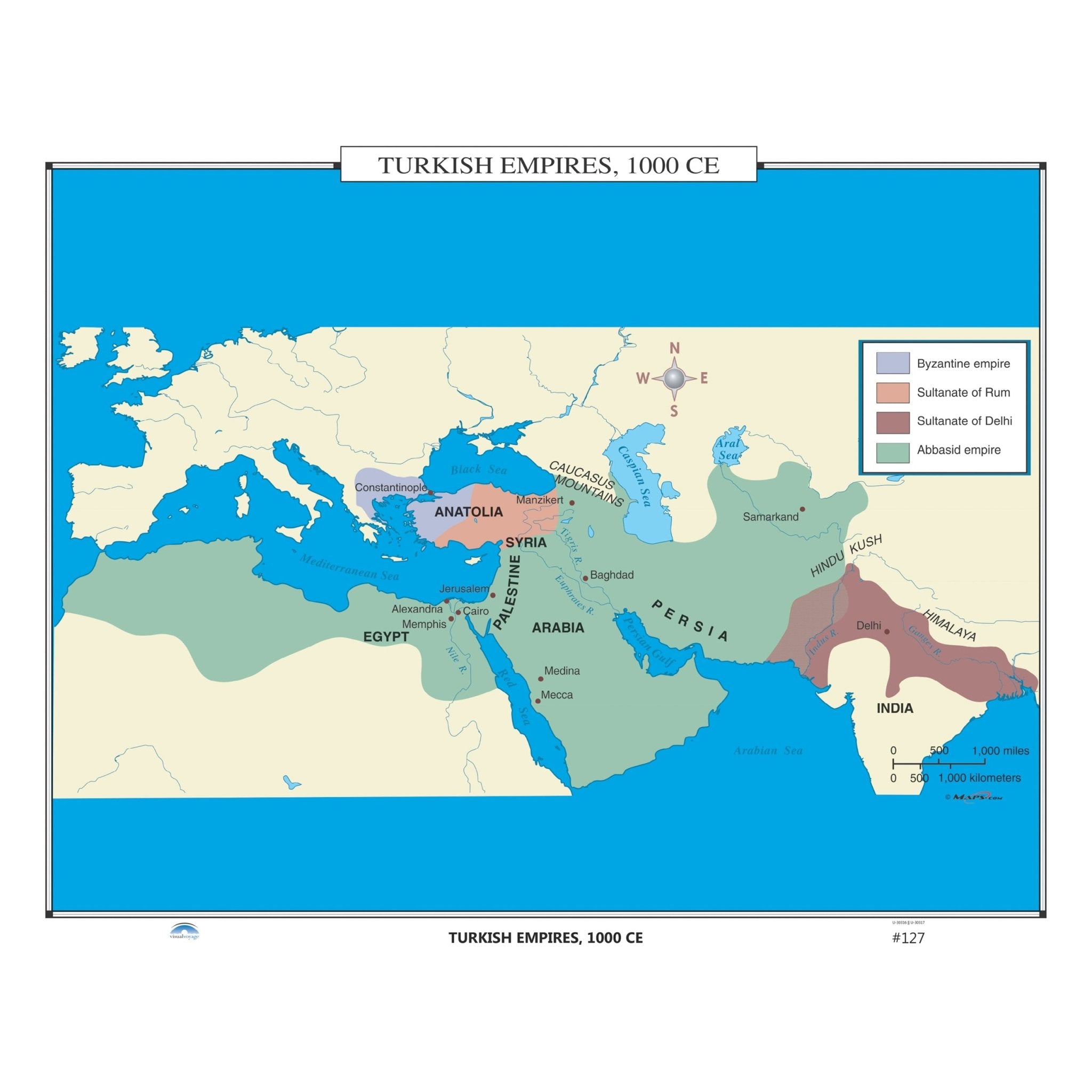 Turkish Empires 1000ce Map » Shop U.S. & World History Maps