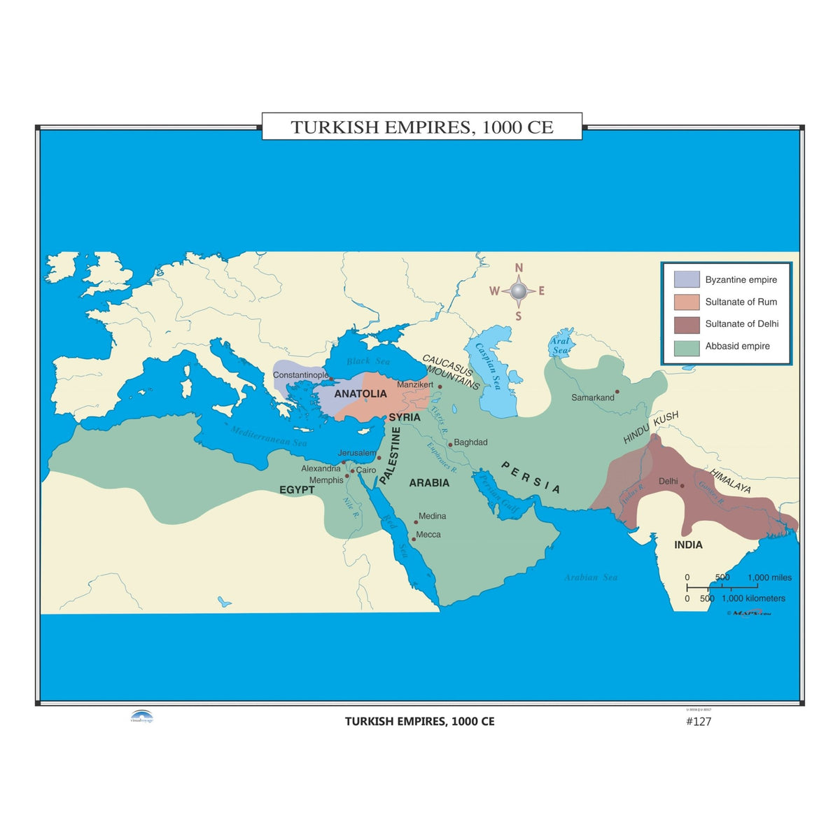 Turkish Empires 1000ce Map » Shop U.S. & World History Maps – Ultimate ...