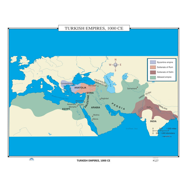 #127 Turkish Empires, 1000 CE - KA-HIST-127-LAMINATED - Ultimate Globes