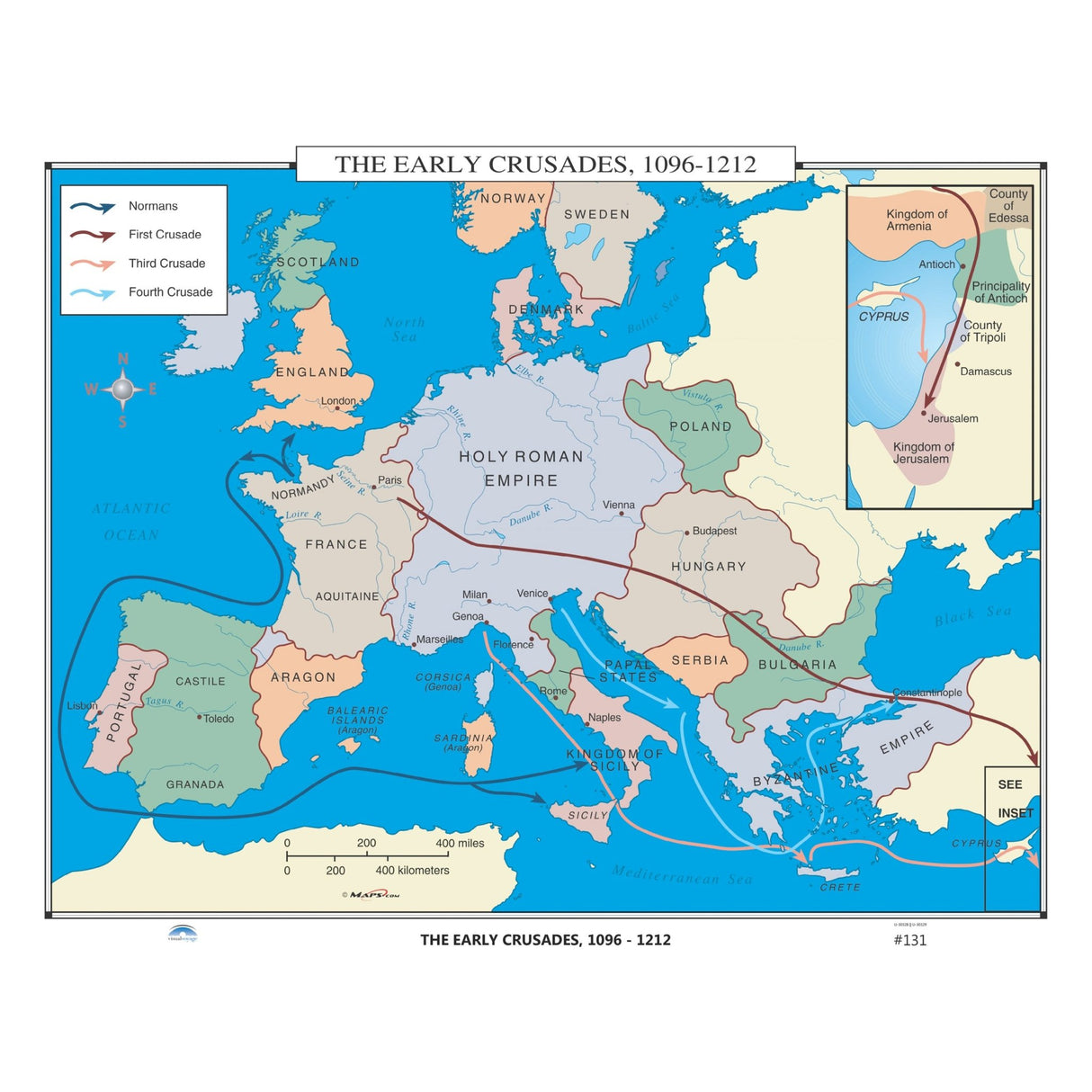 #131 The Early Crusades, 1096-1212 - KA-HIST-131-LAMINATED - Ultimate Globes