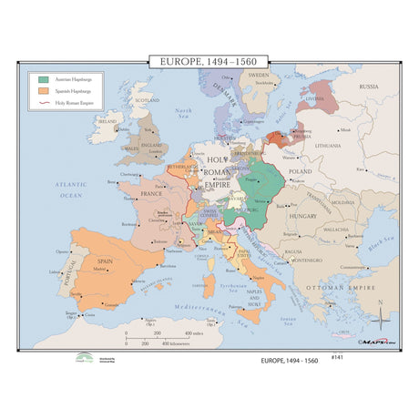 #141 Europe, 1494 - 1560 - Ultimate Globes - POD - KA - HIST - 141 - LAMINATED - Ultimate Globes