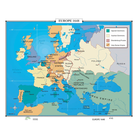 #145 Europe, 1648 - Ultimate Globes - POD - KA - HIST - 145 - LAMINATED - Ultimate Globes