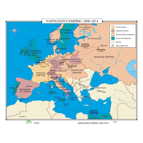 #151 Napoleon's Empire, 1800-1814 - KA-HIST-151-LAMINATED - Ultimate Globes