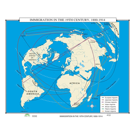 #152 Immigration in the 19th Century, 1800 - 1914 - Ultimate Globes - POD - KA - HIST - 152 - LAMINATED - Ultimate Globes