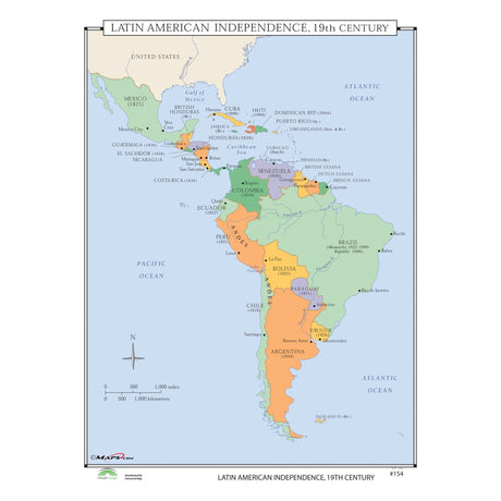#154 Latin American Independence, 19th Century - KA-HIST-154-LAMINATED - Ultimate Globes