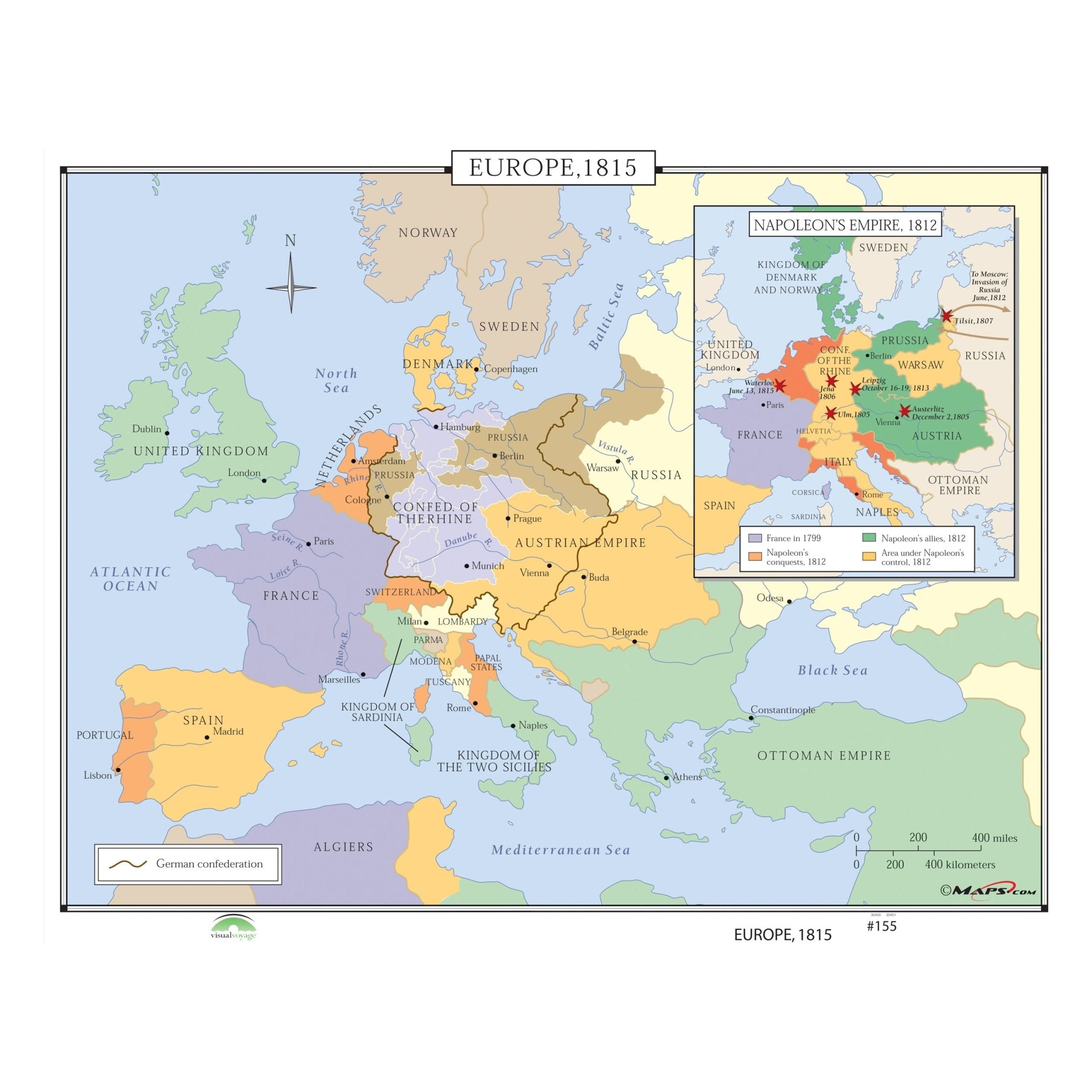 Europe 1815 Map » Shop U.S. & World History Maps – Ultimate Globes