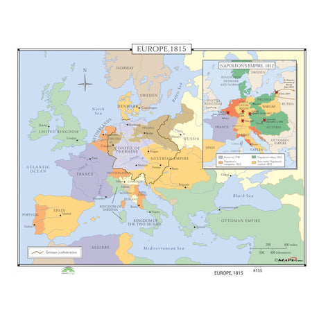 #155 Europe, 1815 - Ultimate Globes - POD - KA - HIST - 155 - LAMINATED - Ultimate Globes