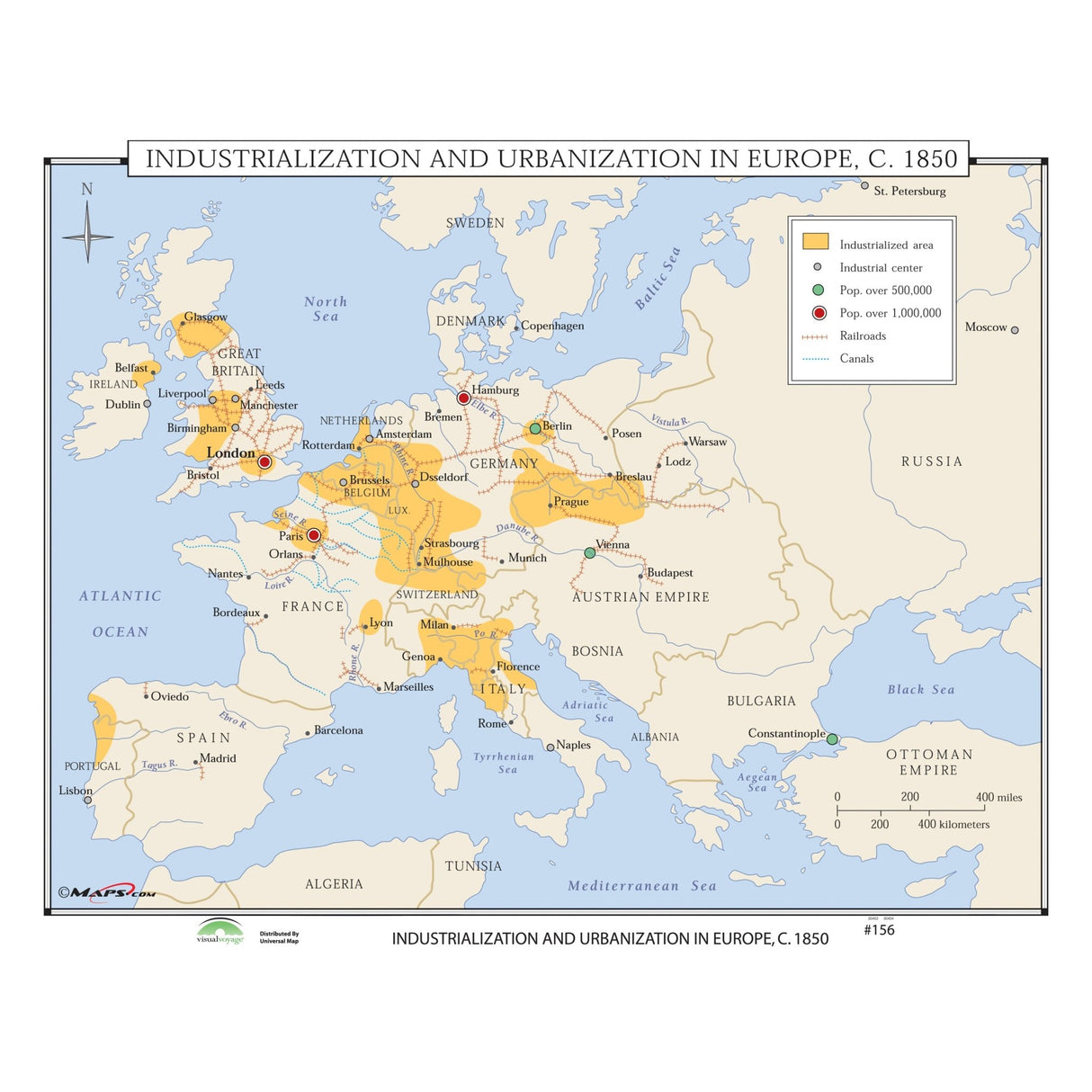 #156 Industrialization & Urbanization in Europe, 1850 - KA-HIST-156-LAMINATED - Ultimate Globes