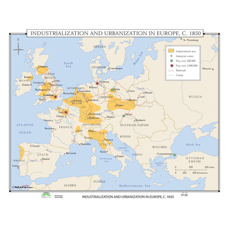 #156 Industrialization & Urbanization in Europe, 1850 - Ultimate Globes - POD - KA - HIST - 156 - LAMINATED - Ultimate Globes