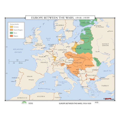 #165 Europe Between the Wars 1918 - 1939 - Ultimate Globes - POD - KA - HIST - 165 - LAMINATED - Ultimate Globes