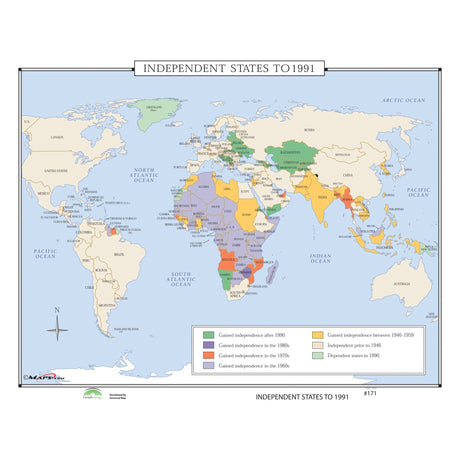 #171 Independent States to 1991 - Ultimate Globes - POD - KA - HIST - 171 - LAMINATED - Ultimate Globes