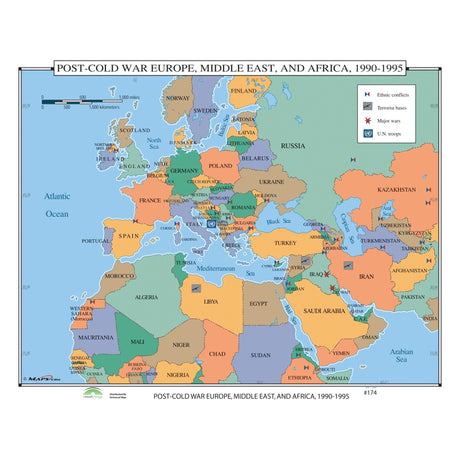 #174 Post - Cold War Europe, Middle East & Africa, 1990 - 1995 - Ultimate Globes - POD - KA - HIST - 174 - LAMINATED - Ultimate Globes