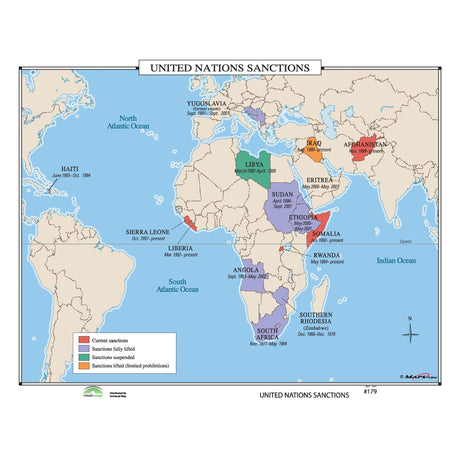 #179 United Nations Sanctions - Ultimate Globes - POD - KA - HIST - 179 - LAMINATED - Ultimate Globes