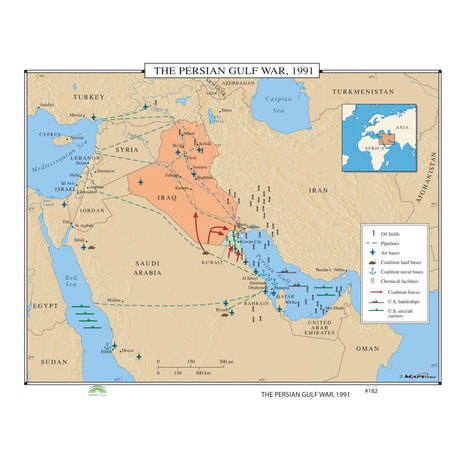 #182 The Persian Gulf War, 1991 - KA-HIST-182-LAMINATED - Ultimate Globes