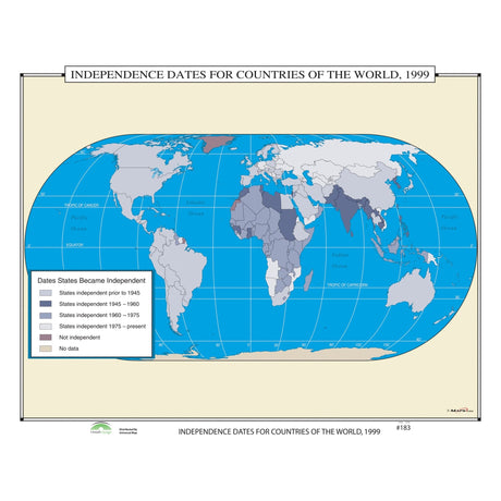 #183 Independence Dates for Countries of the World, 1999 - Ultimate Globes - POD - KA - HIST - 183 - PAPER - Ultimate Globes