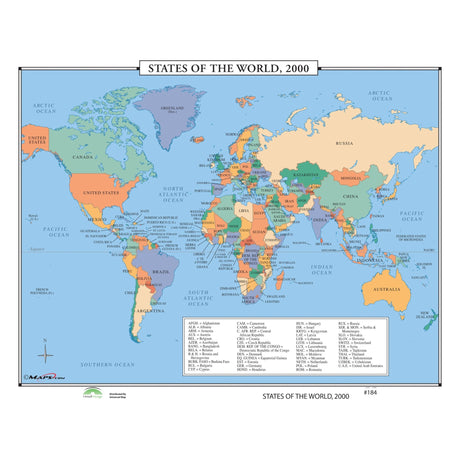 #184 State of the World, 2000 - Ultimate Globes - POD - KA - HIST - 184 - LAMINATED - Ultimate Globes