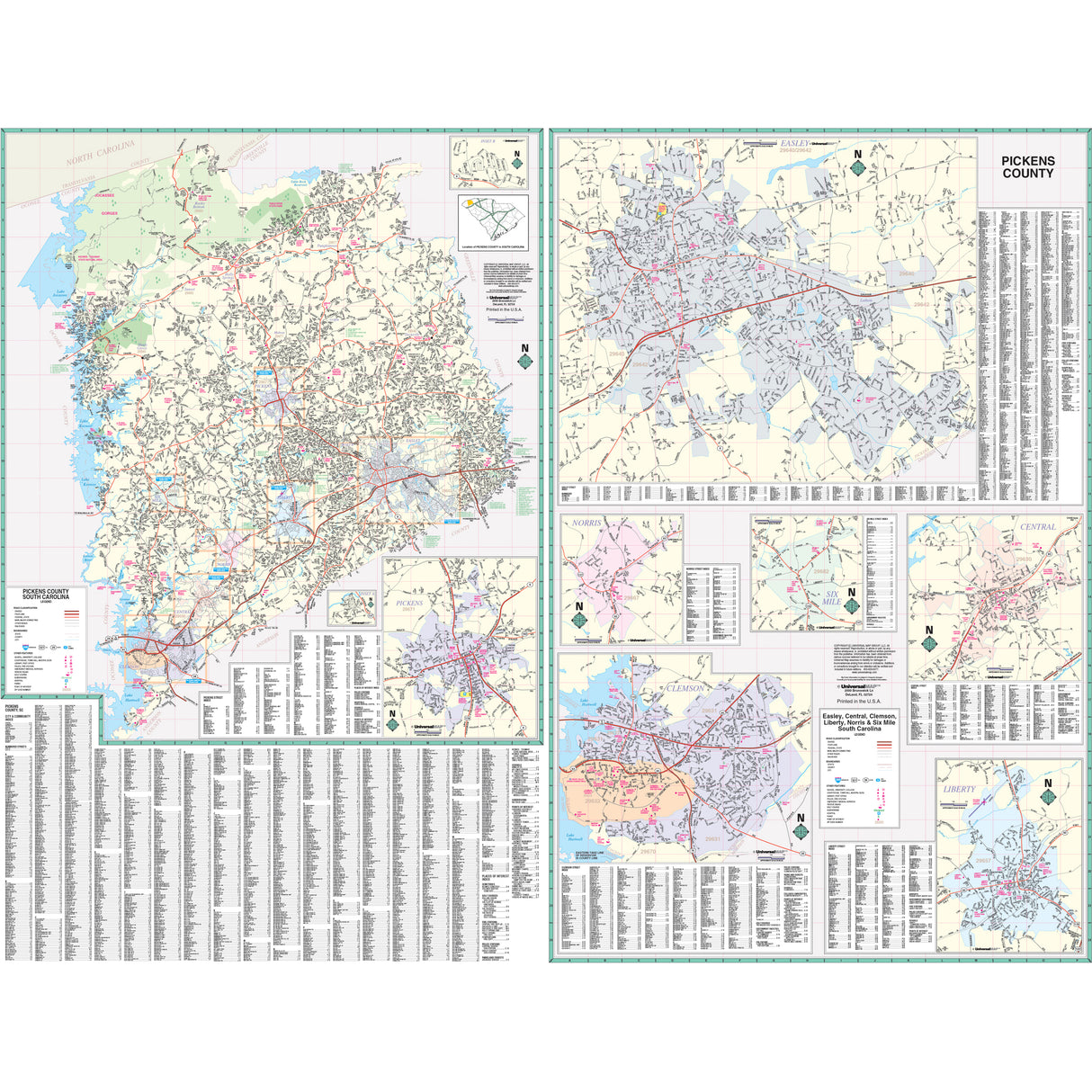 Pickens, SC Wall Map - KA-C-SC-PICKENS-PAPER - Ultimate Globes