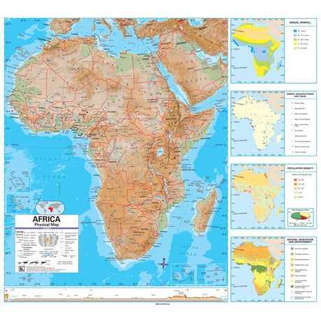 Africa Advanced Physical Wall Map - KA-AFR-ADV-PHY-45X42-PAPER - Ultimate Globes