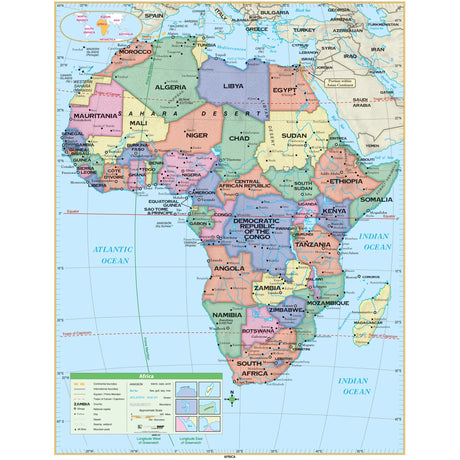 Africa Essential Wall Map - Ultimate Globes - POD - KA - AFR - ESSTL - 42X54 - PAPER - Ultimate Globes