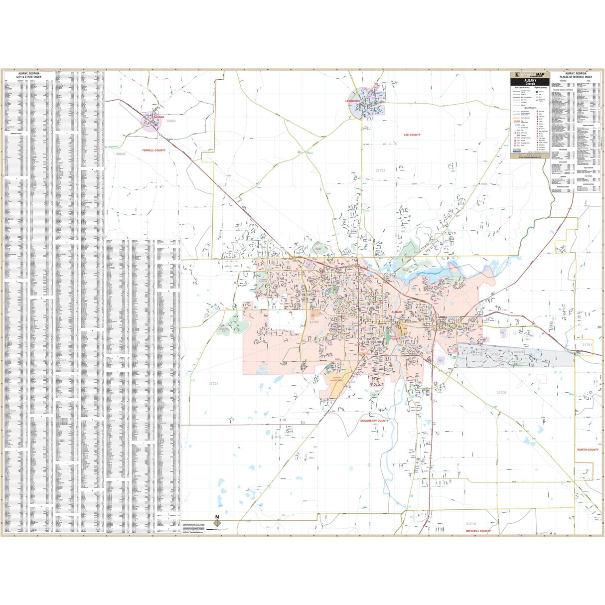 Albany & Dougherty County, GA Wall Map - Ultimate Globes - POD - KA - C - GA - ALBANY - PAPER - Ultimate Globes
